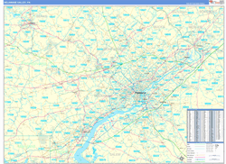 Delaware Valley Metro Area Wall Map Basic Style 2024